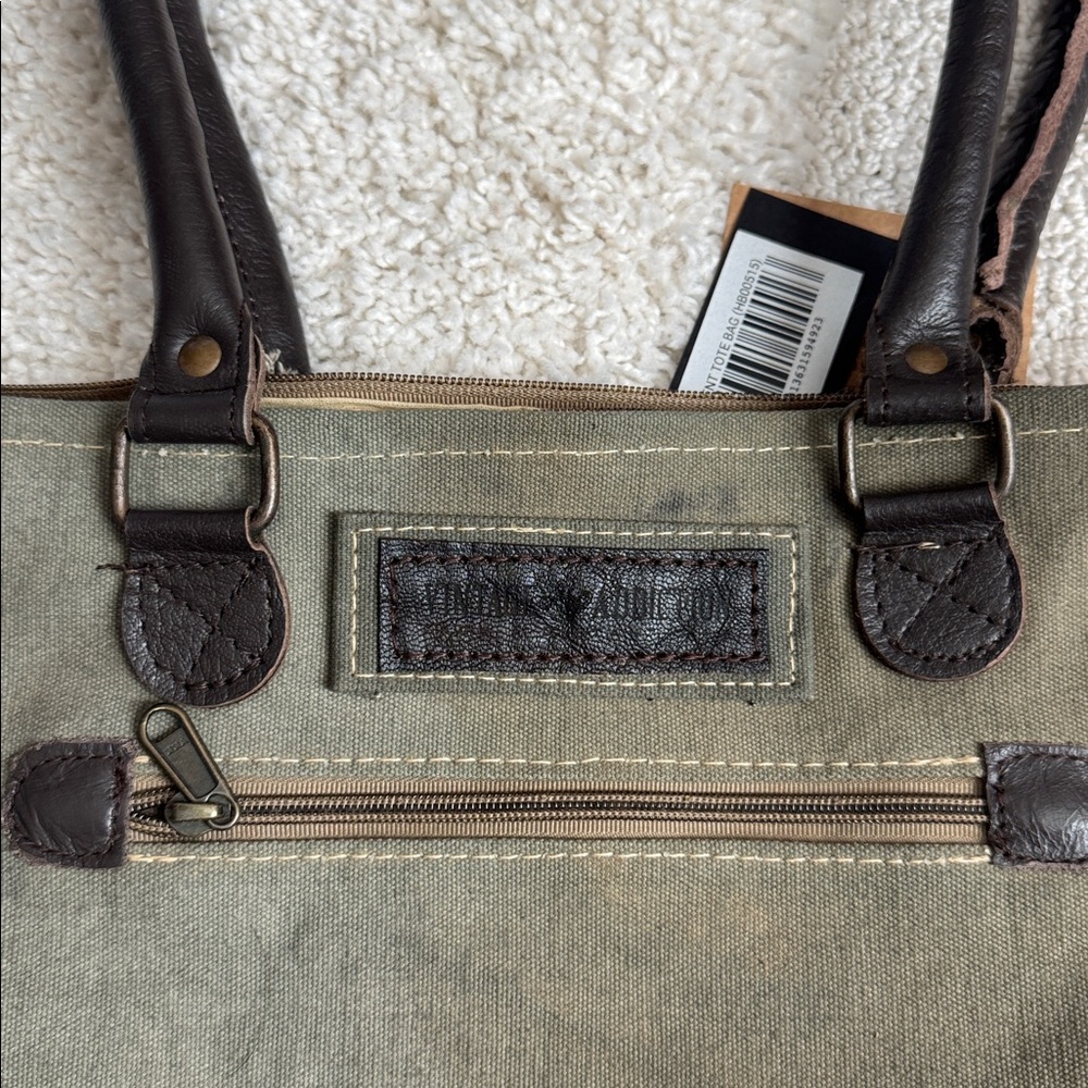 Vintage Addiction Recycled Military Tent Canvas Patchwork Tote Bag NWT - Picture 4 of 5